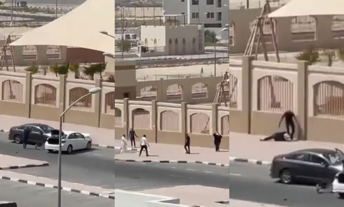 ركلها على رأسها وسط الشارع .. اعتداء وحشي يثير الغضب في الكويت