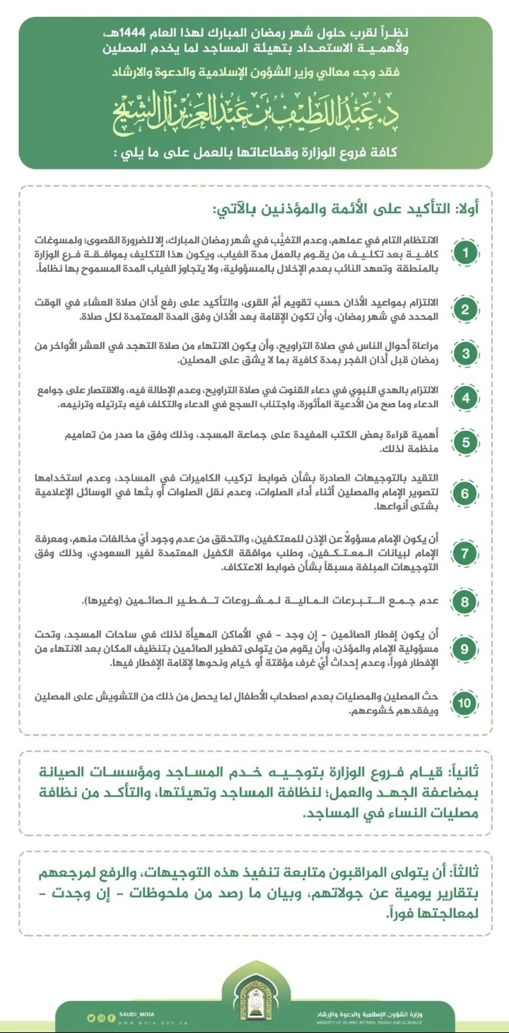 قرارات الحكومة السعودية بخصوص شهر رمضان 2023